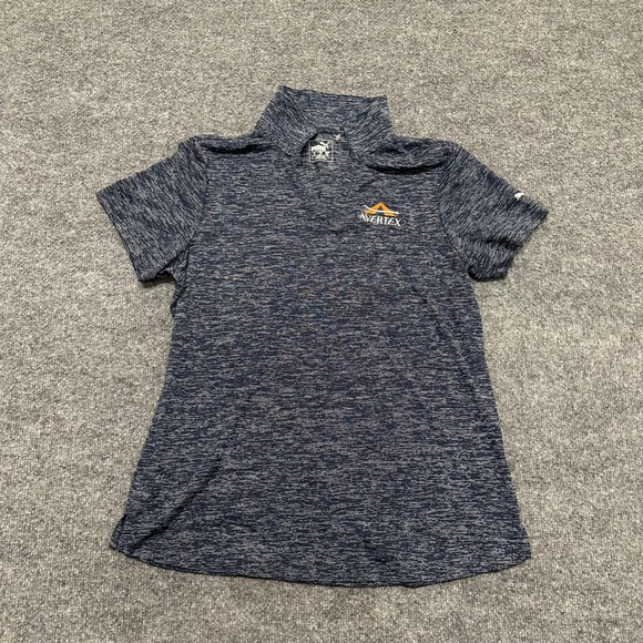 Puma Polo Womens XL Navy Blue Space Dye V-Neck Short Sleeve Athletic Golf Shirt
